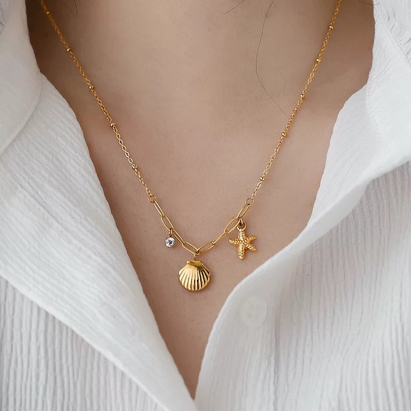 Shell and Starfish Gold Necklace