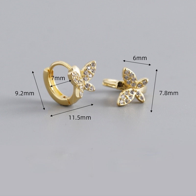Shining Butterfly Little Huggie Hoops