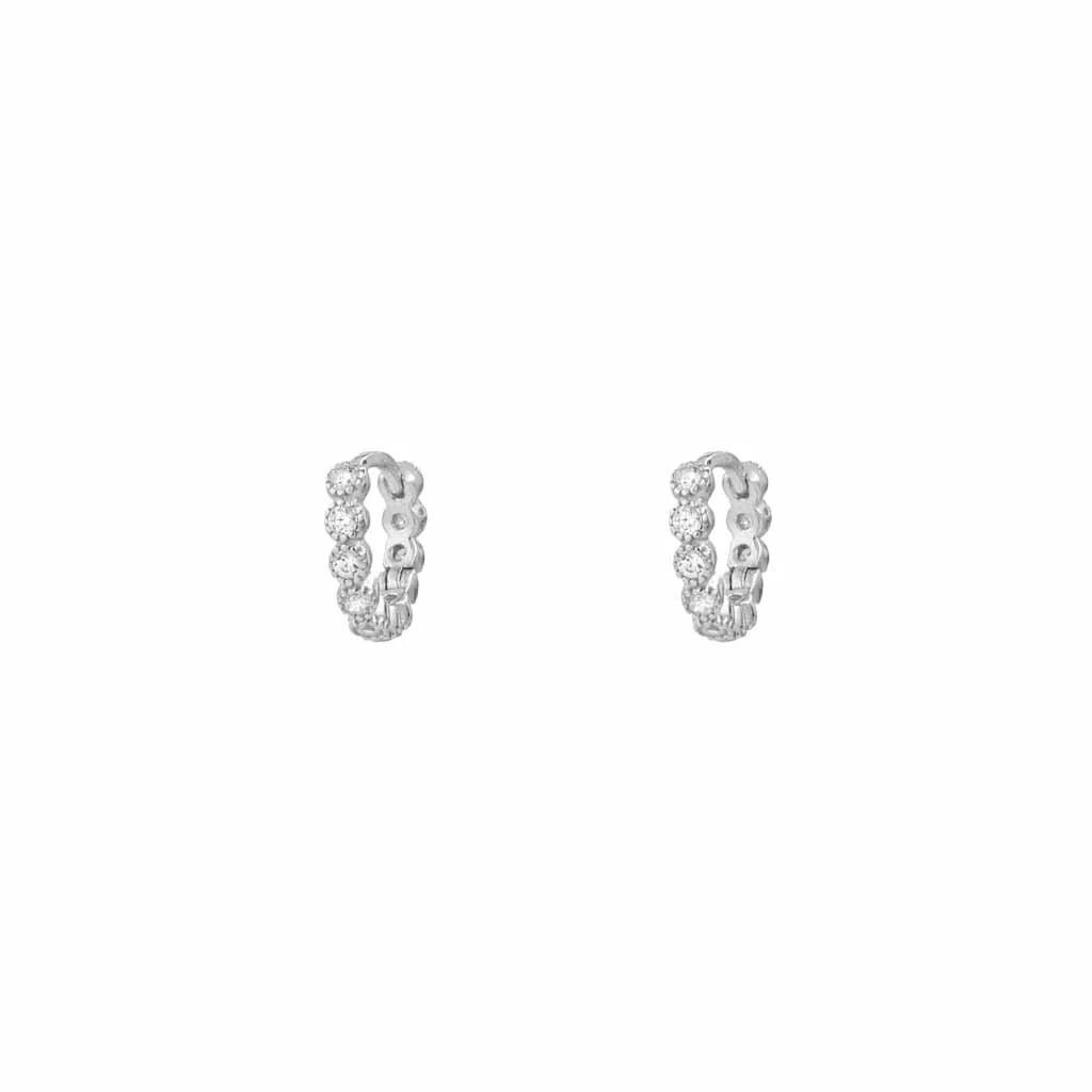 6.5mm White Silver Huggie