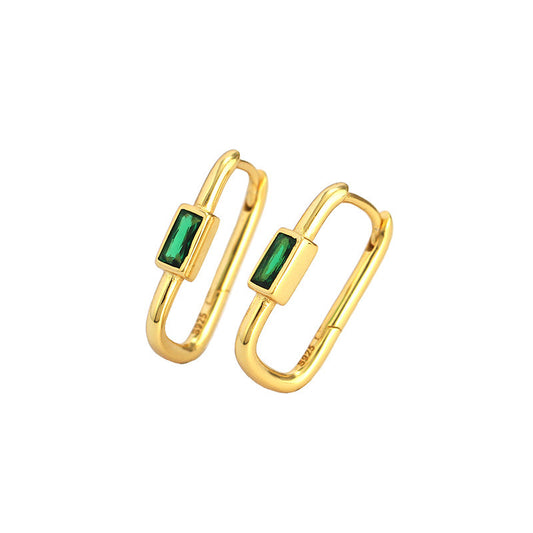 Plain Green Gold Hoop Earrings