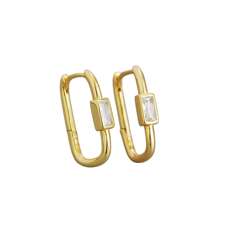 Plain White Gold Square Hoop Earrings