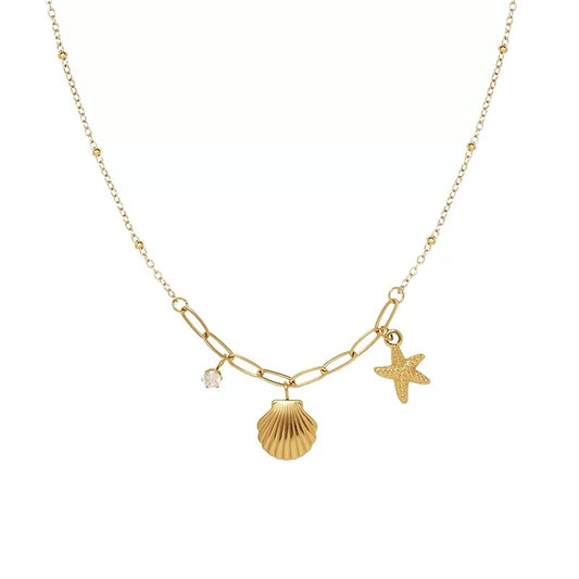 Shell and Starfish Gold Necklace