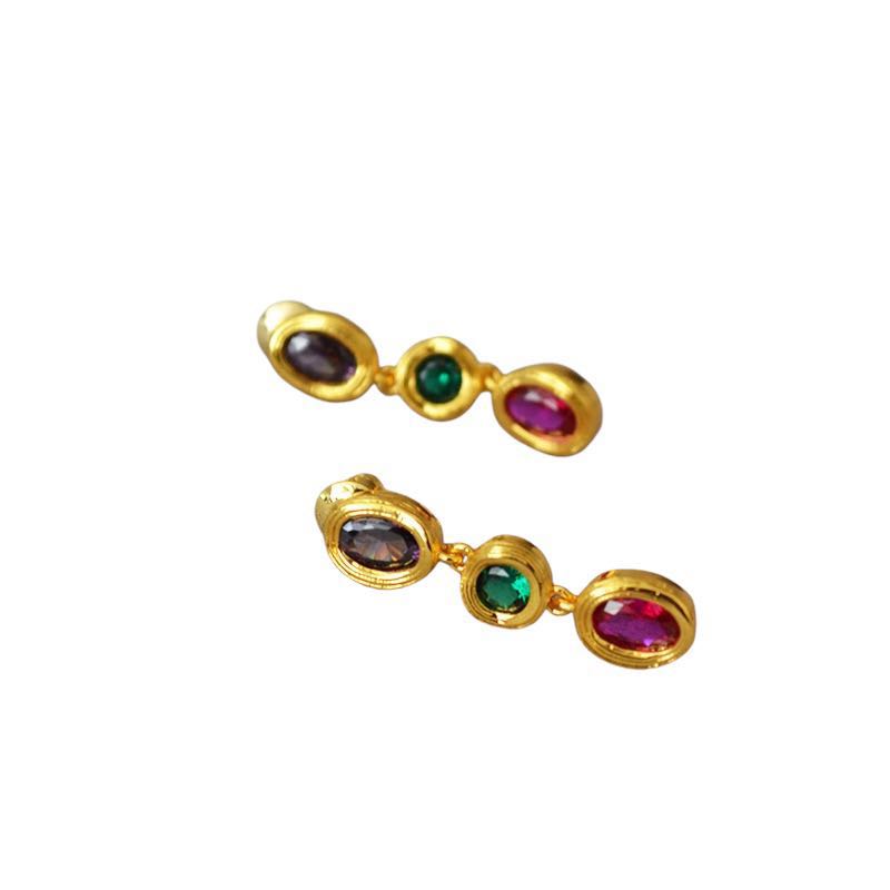 Colored Zircon Gold Hoop Earrings