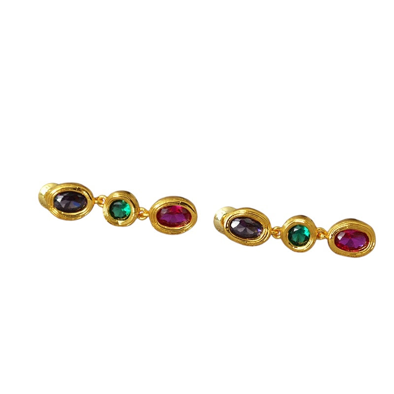 Colored Zircon Gold Hoop Earrings