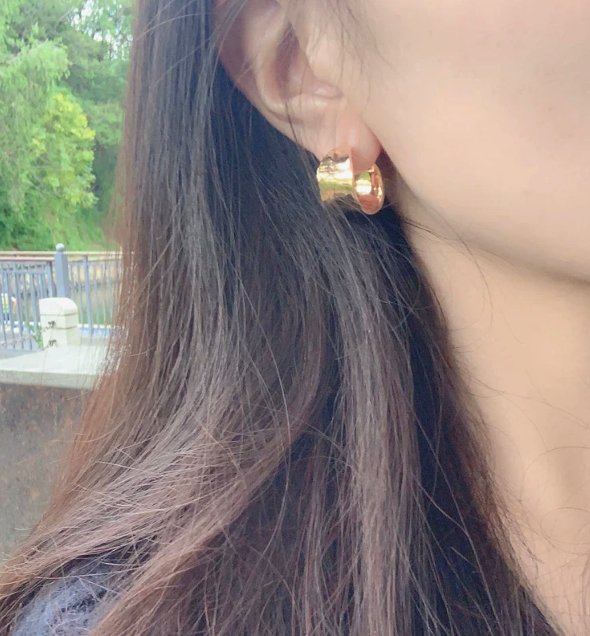 C Gold Hoop Earrings