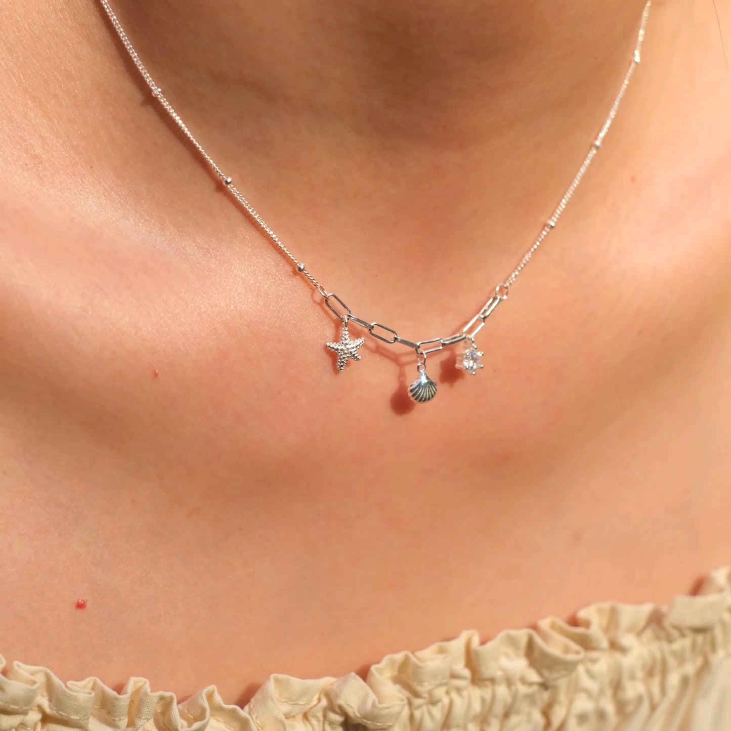 Starfish Shell Silver Necklace