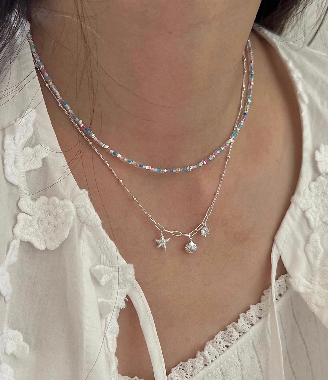 Starfish Shell Silver Necklace