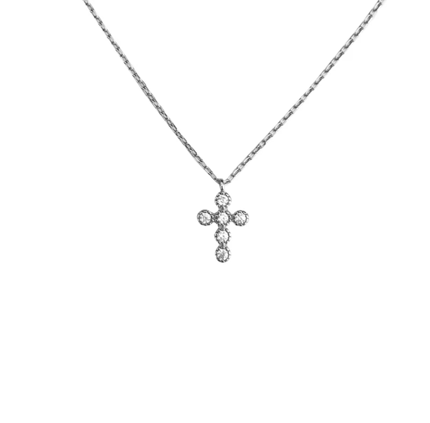 Shining Cross Silver Waterproof Necklace