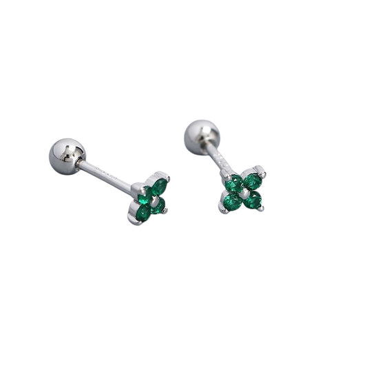 Emerald Flower Silver Piercing