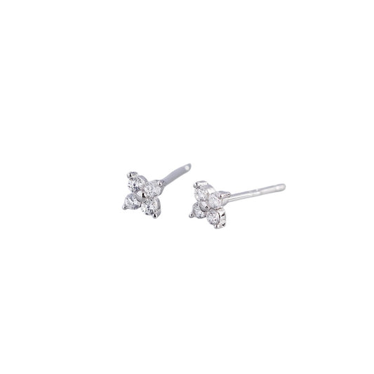 White Flower Silver Stud Earrings