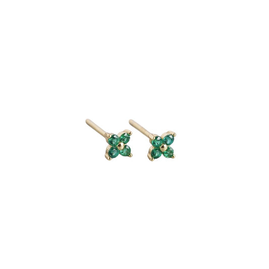 Emerald Gold Stud Earrings