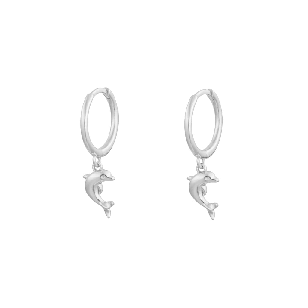 Dolphin Silver Dangle Hoop