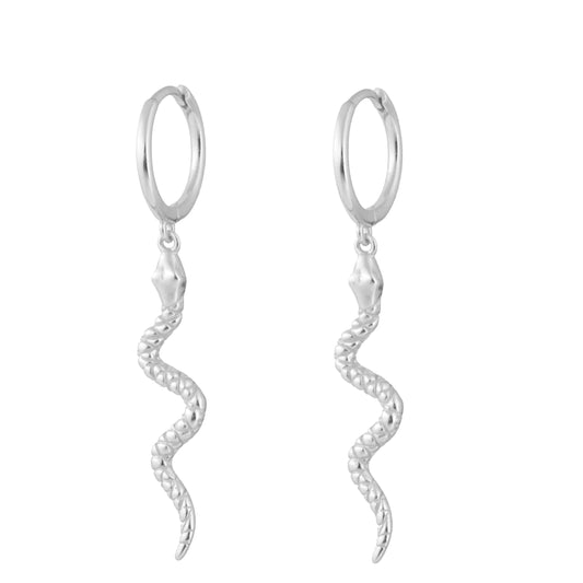 Snake Silver Dangle Hoop