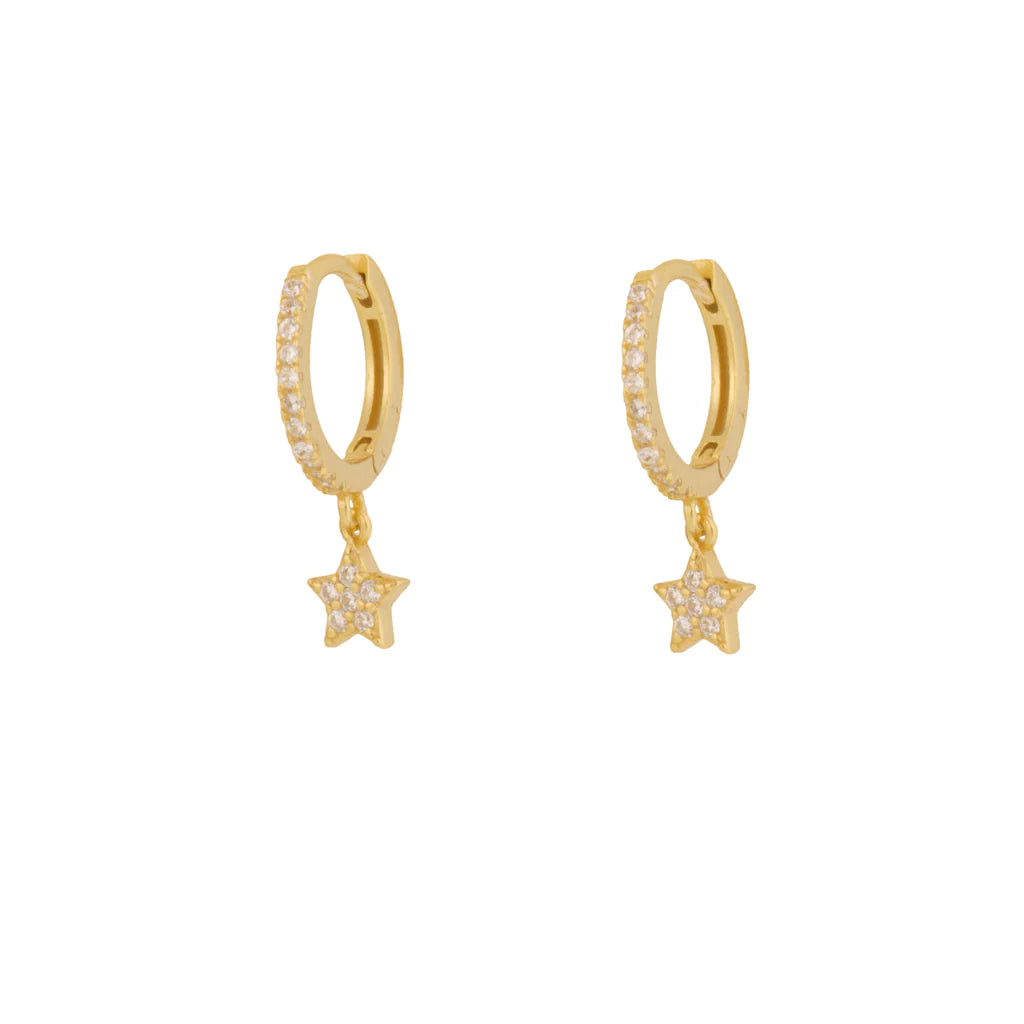 Shining Star Gold Dangle Hoop