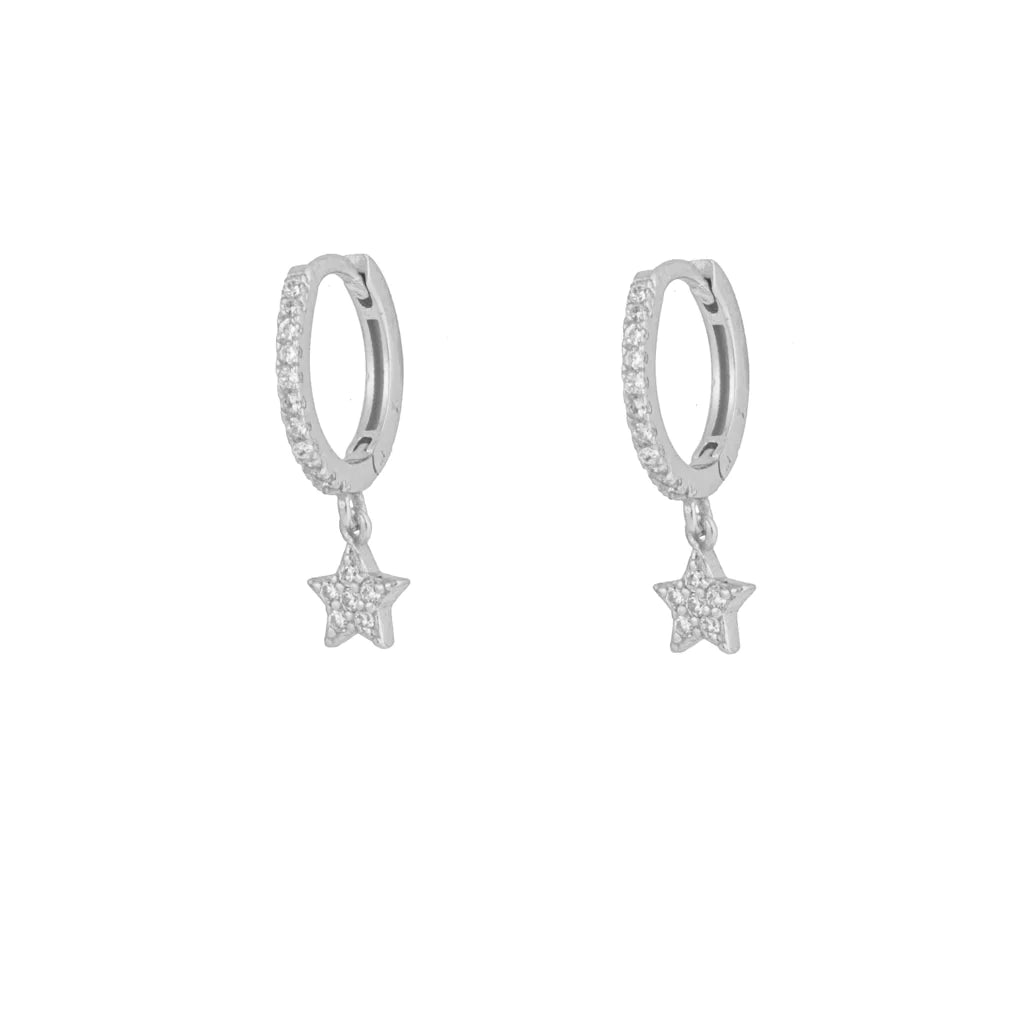 Shining Star Silver Dangle Hoop