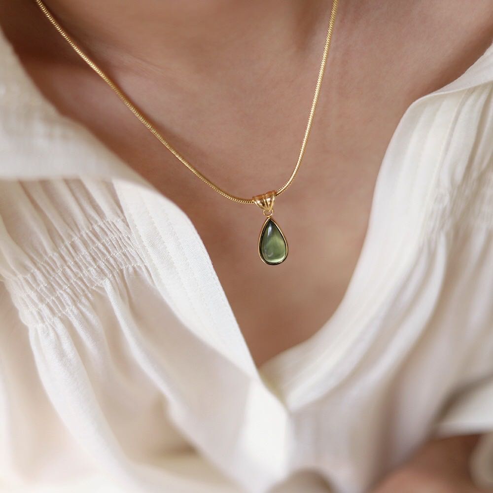 Water Drop Moonstone Gold Waterproof Necklace