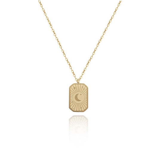 Square Meteor Moon Gold Waterproof Necklace