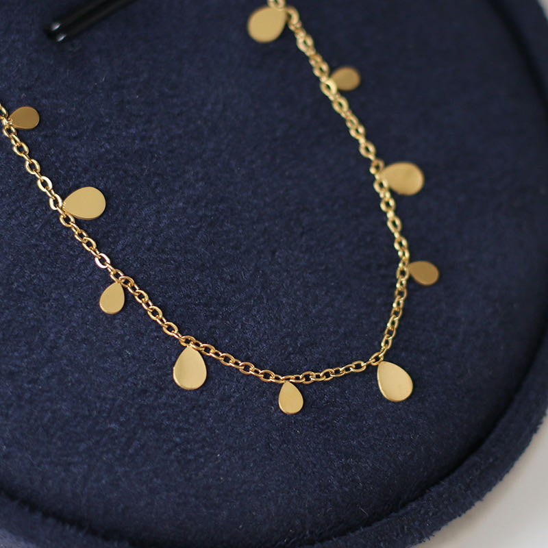 Square Round Tears-Shaped Golde Waterproof Choker and Necklace