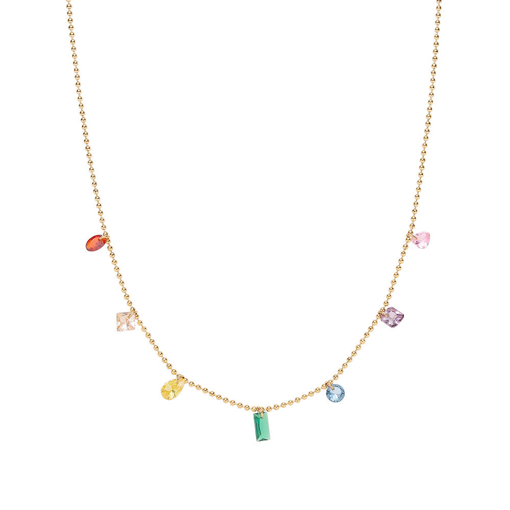 Rainbow Color Fantasy Colorful Gold Waterproof Necklace