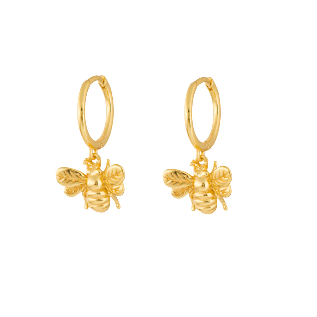 Bee Gold Dangle Hoop