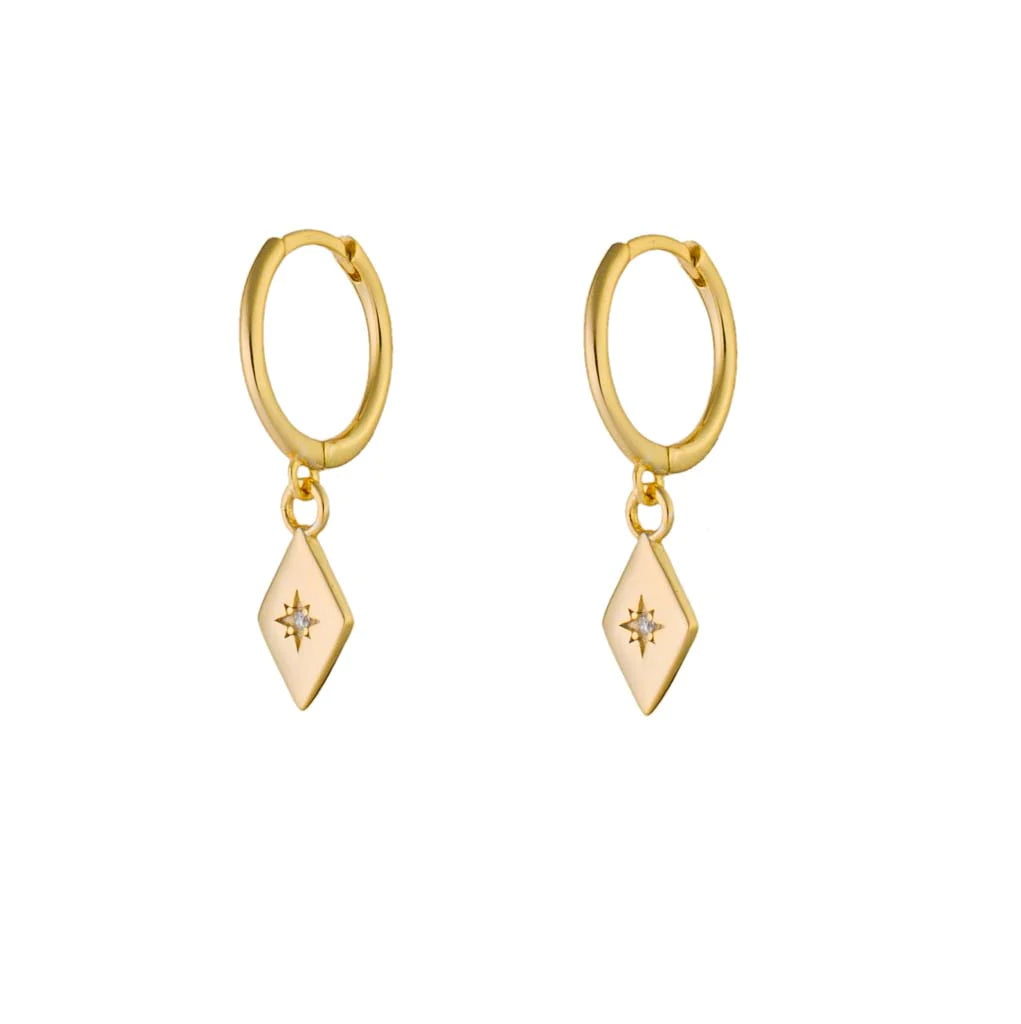 Rhombus Gold Dangle Hoop