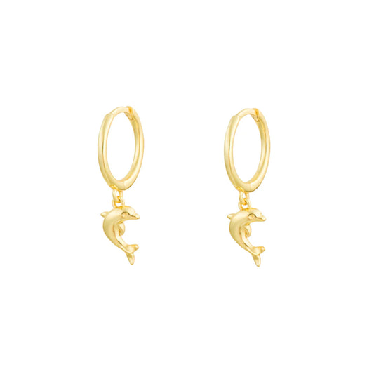 Dolphin Gold Dangle Hoop