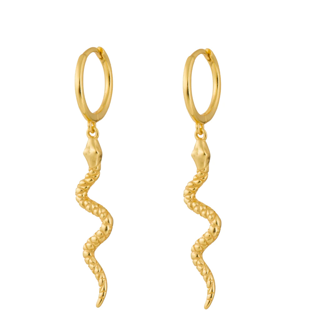 Snake Gold Dangle Hoop