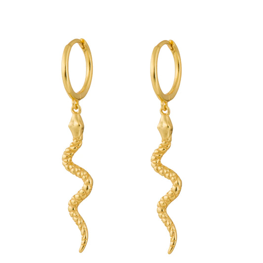 Snake Gold Dangle Hoop