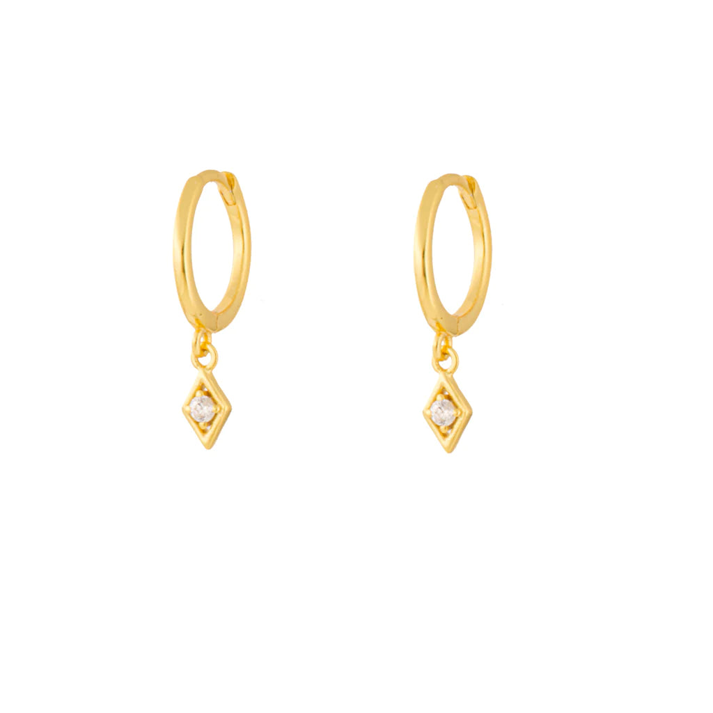 Rectangle Gold Dangle Hoop