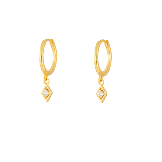 Rectangle Gold Dangle Hoop